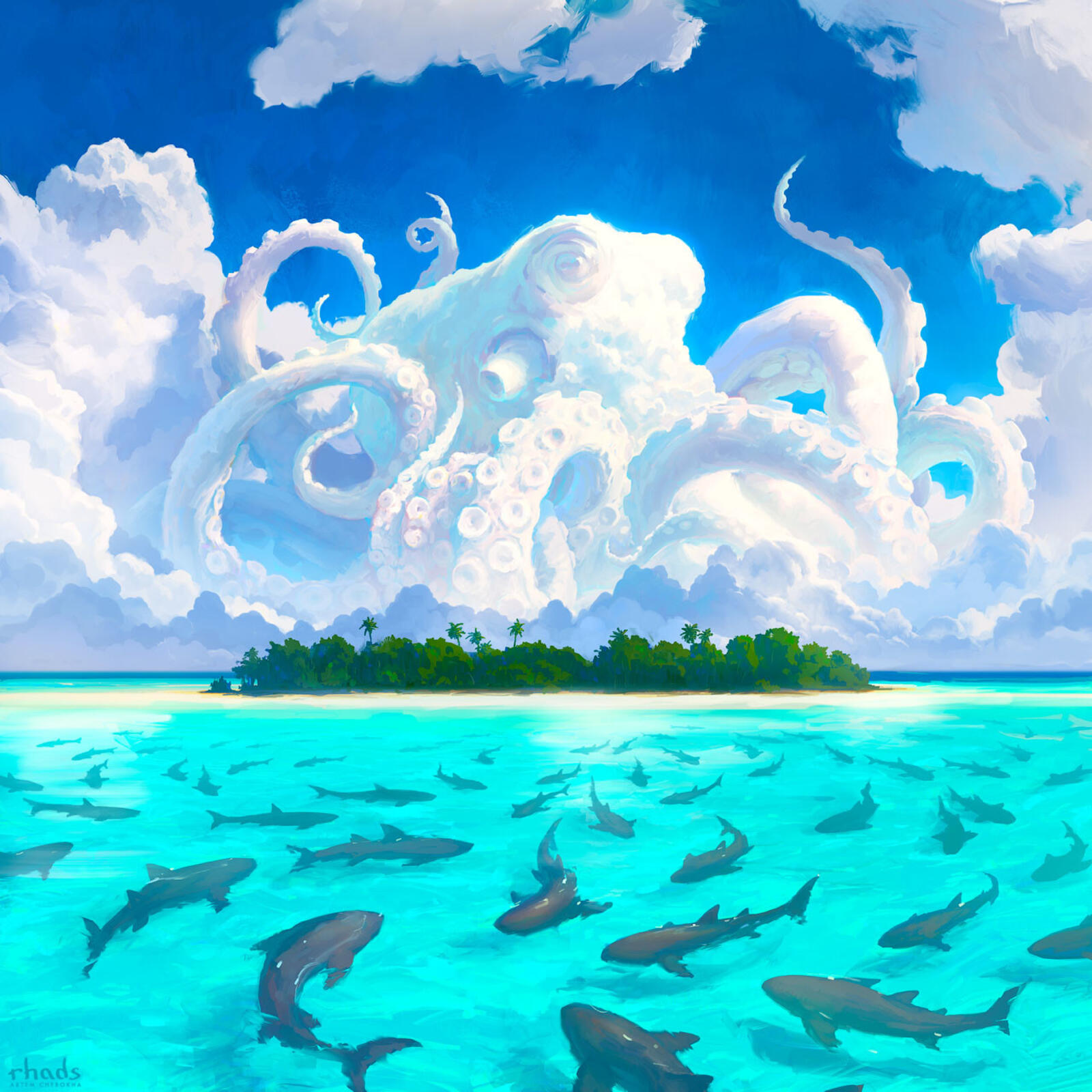 Wallpapers clouds octopus sea on the desktop