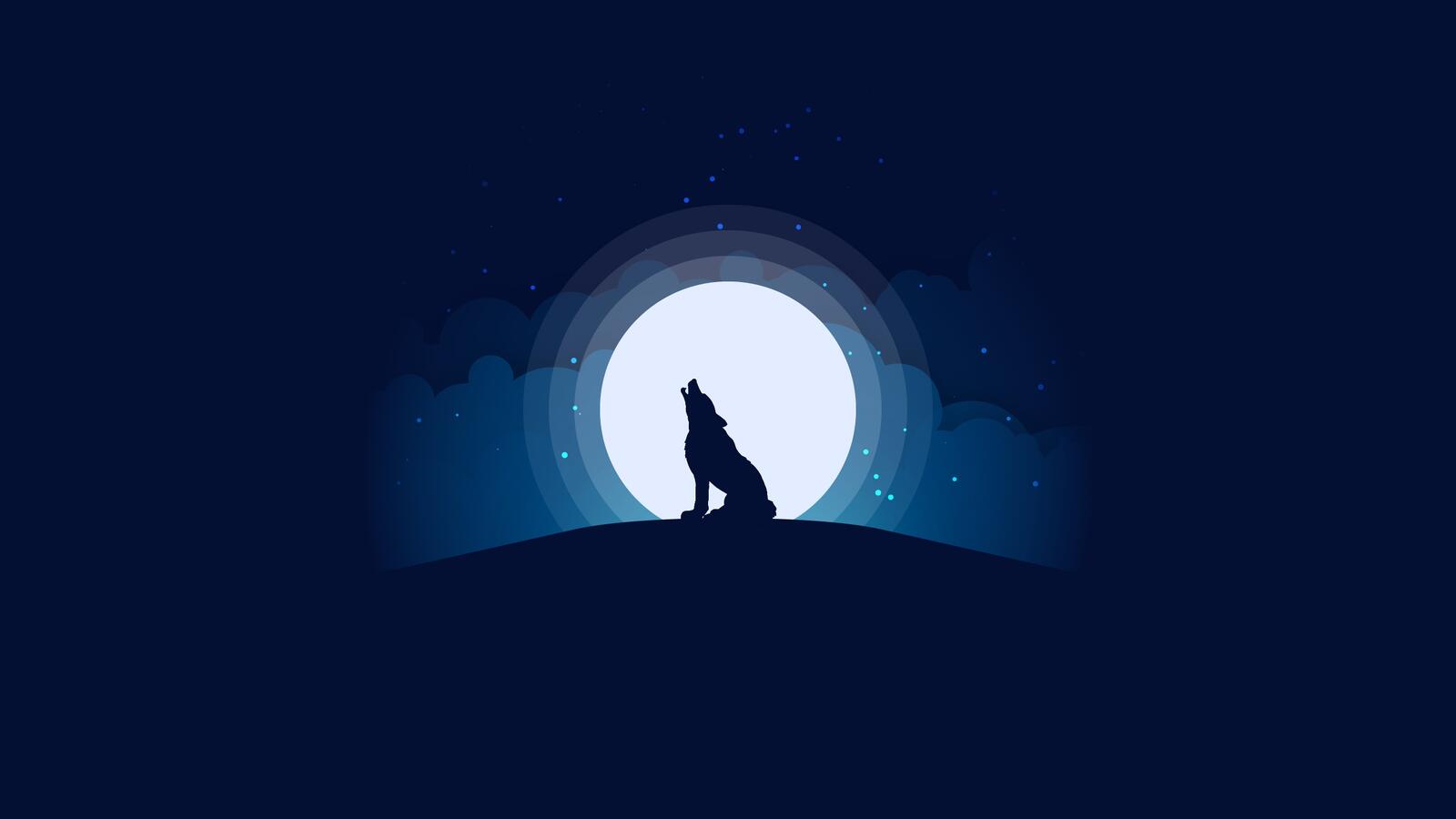 Wallpapers howling wolf Moon wolf flat design on the desktop