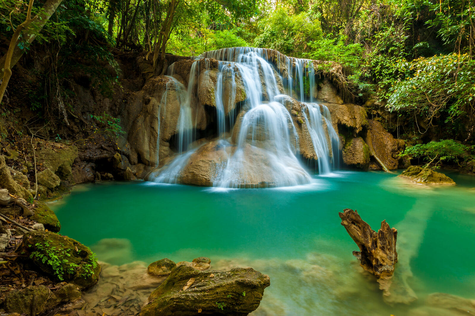 桌面上的壁纸森林瀑布 国家公园 泰国