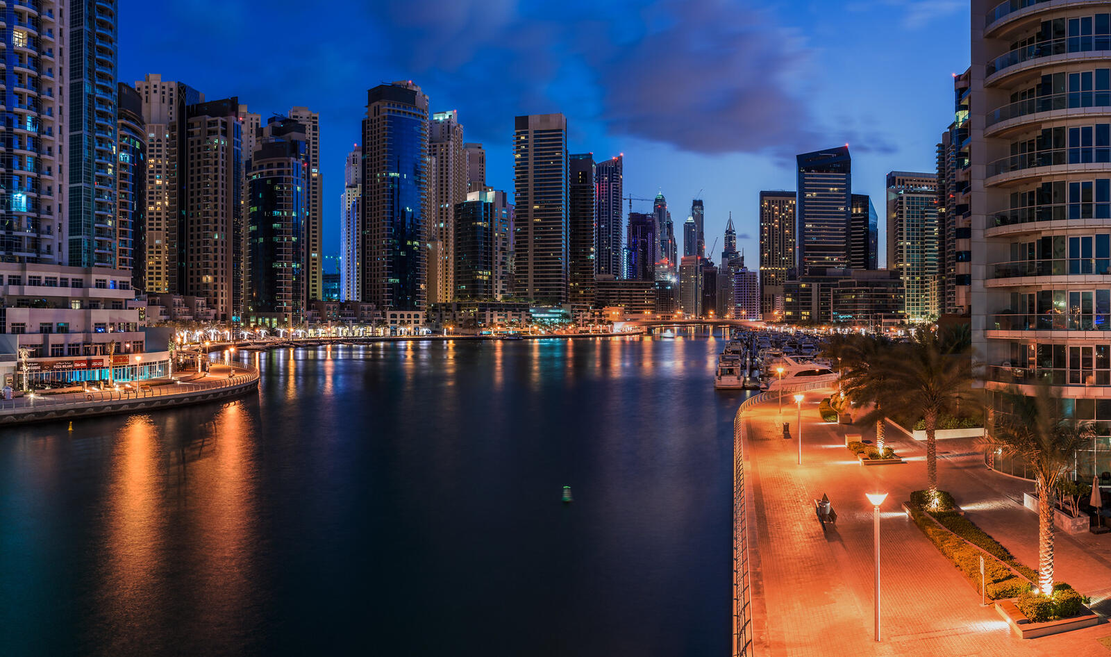 Обои Дубай ОАЭ ночной город на рабочий стол