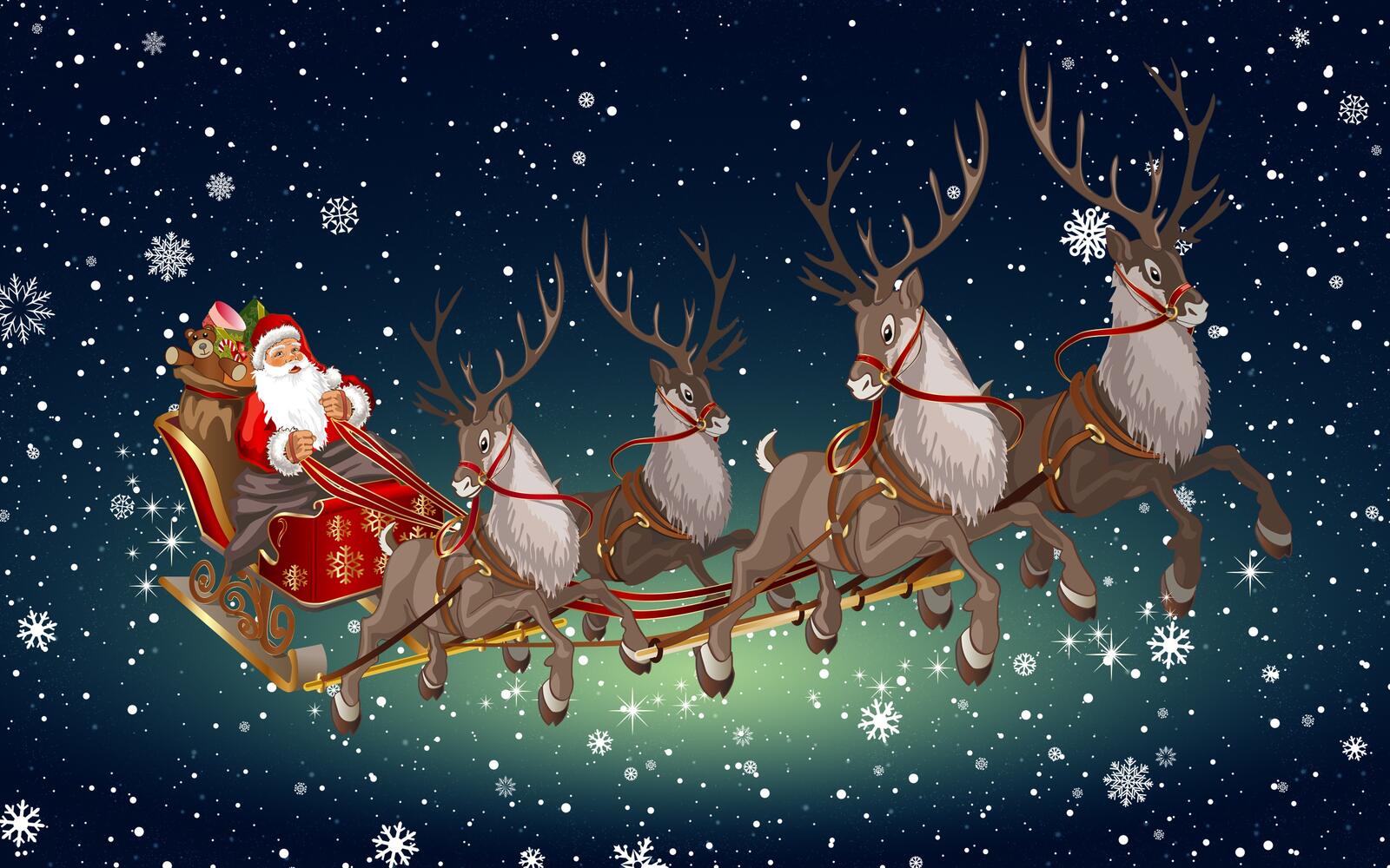 Wallpapers sleigh with Santa Claus Happy New Year merry christmas on the desktop