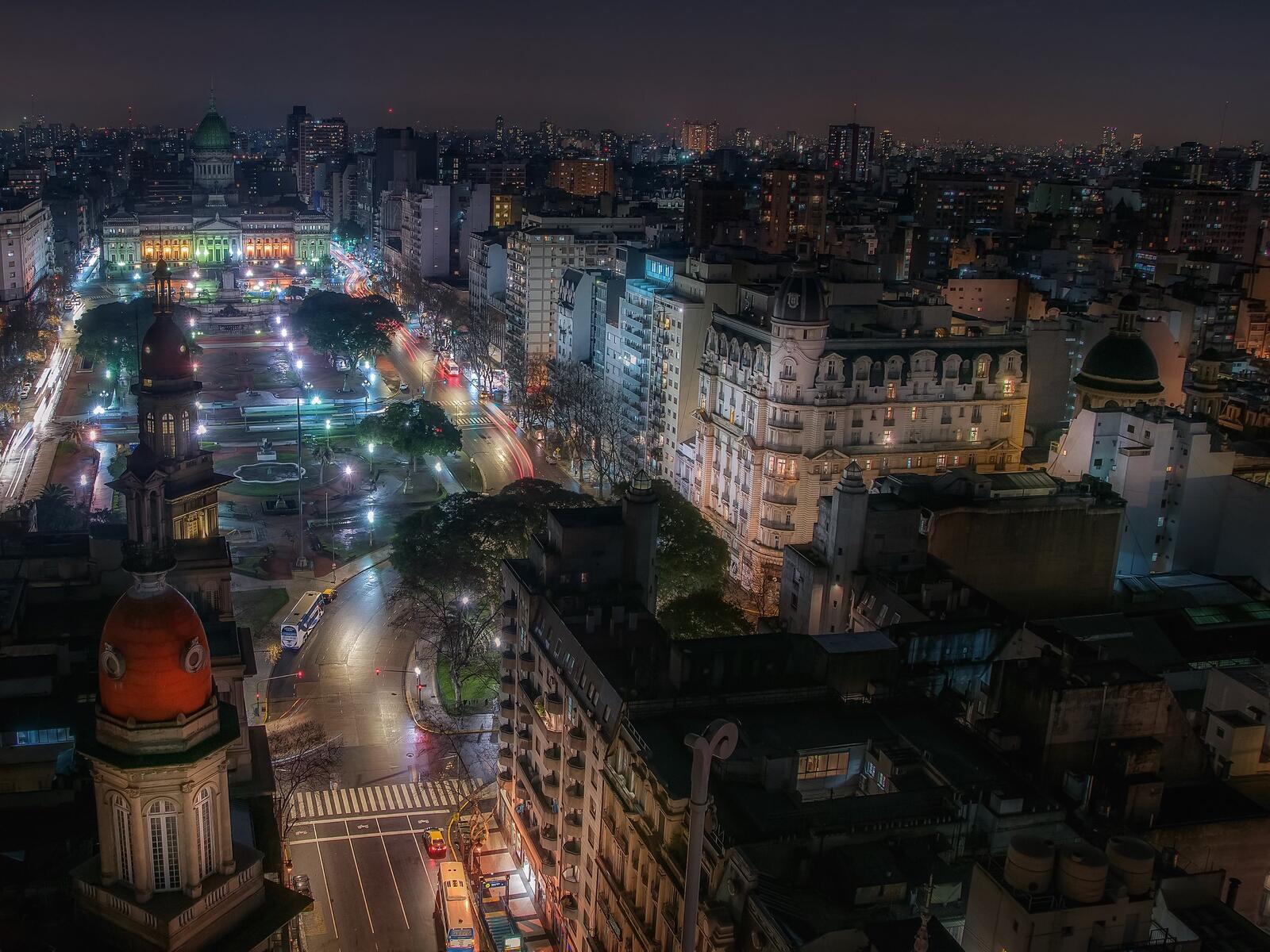 Обои ночные города Буэнос-Айрес Аргентина на рабочий стол
