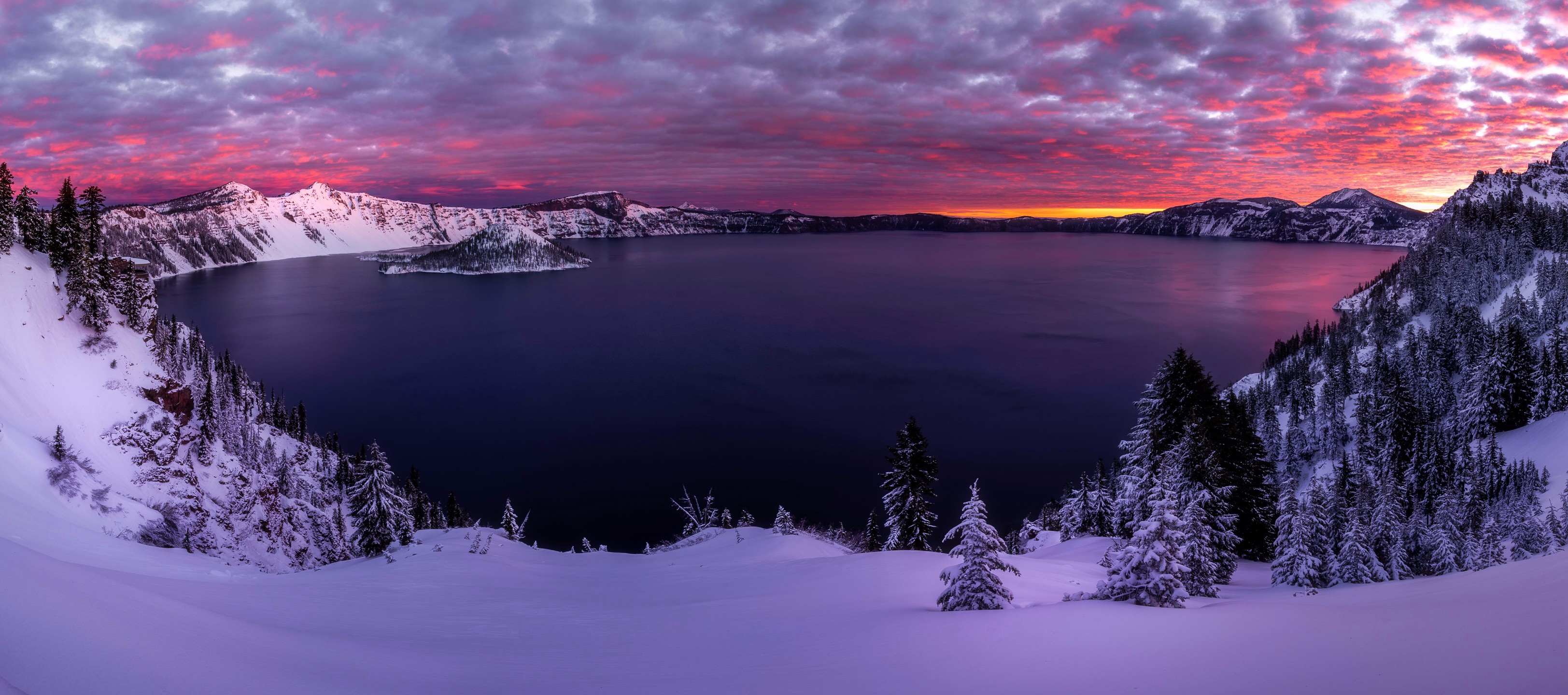 Обои Южный Орегон зима Crater Lake на рабочий стол