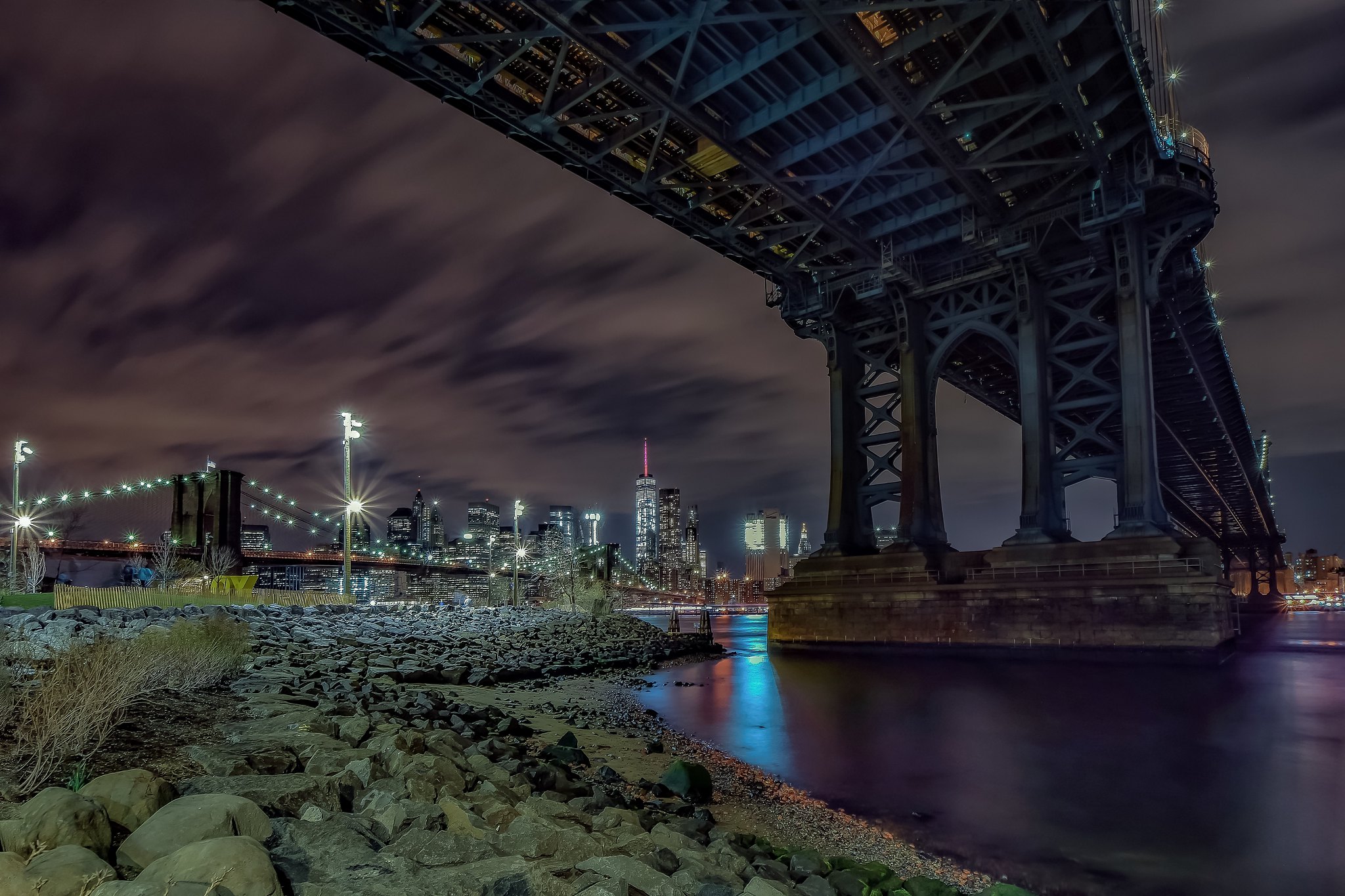 Обои Нью-Йорк Манхеттен Бруклинский мост на рабочий стол