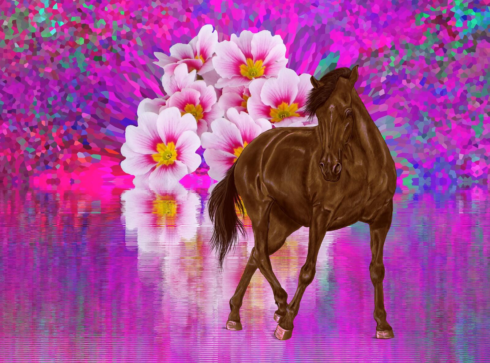 Wallpapers flowers horse steed on the desktop