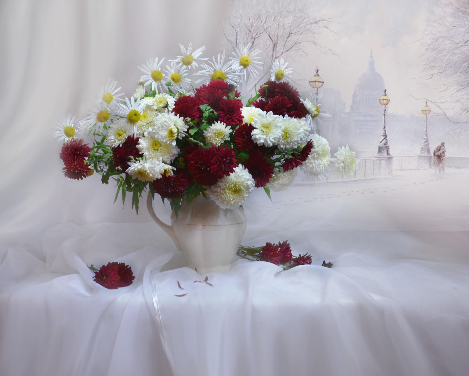 桌面上的壁纸背景 冬季背景 鲜花