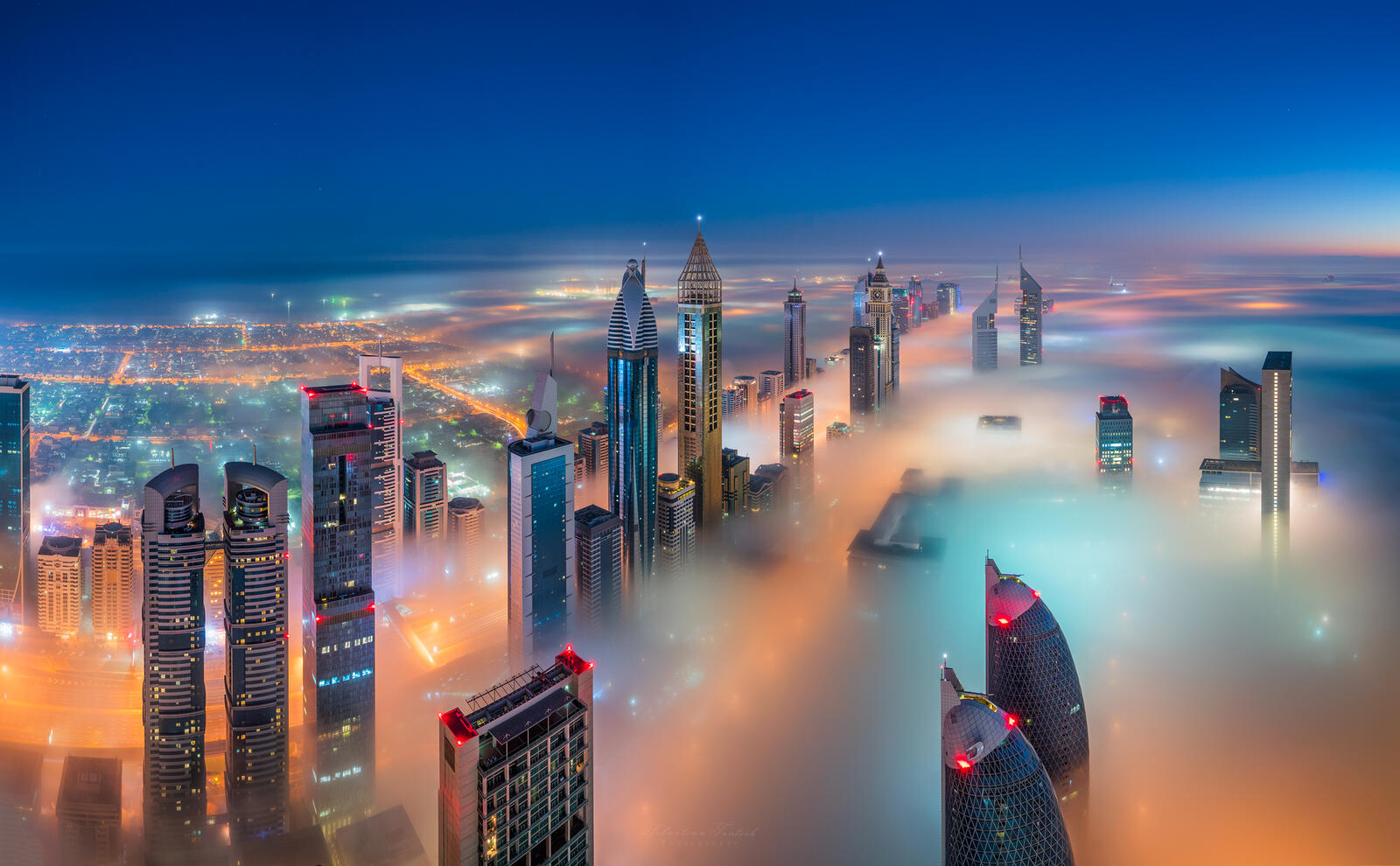 Wallpapers city night cities fog on the desktop