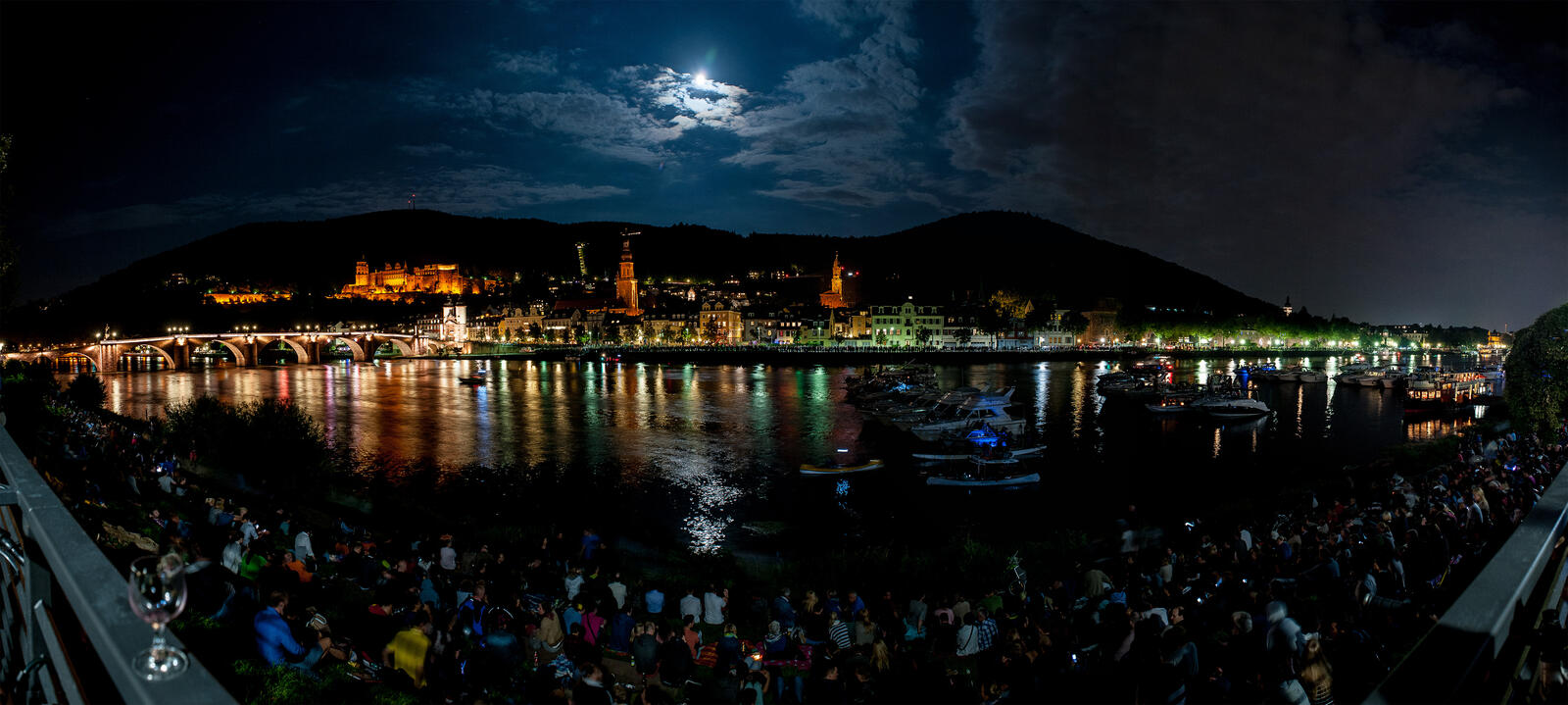 Обои Heidelberg at night лунная ночь облака на рабочий стол