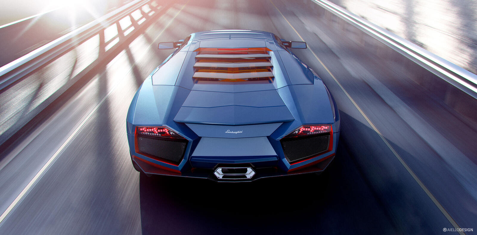 Wallpapers Lamborghini blue highway on the desktop