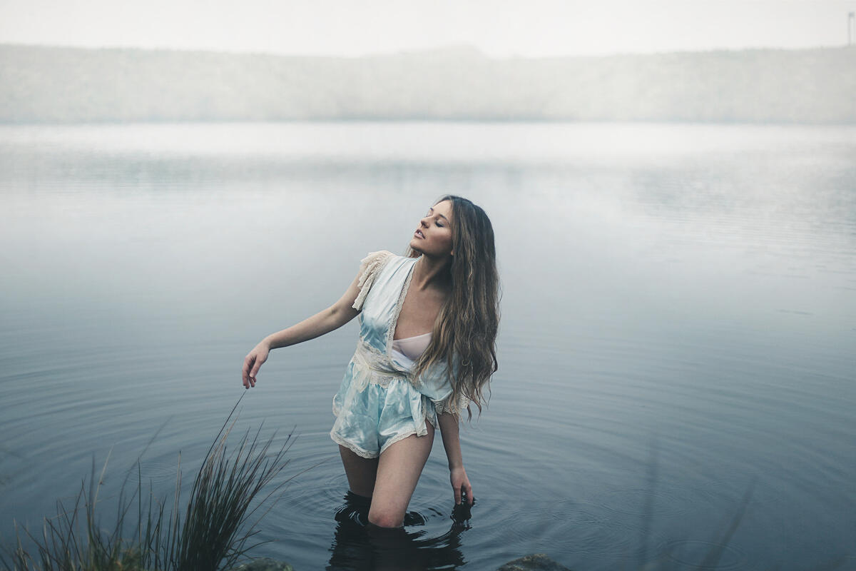 girl on lake