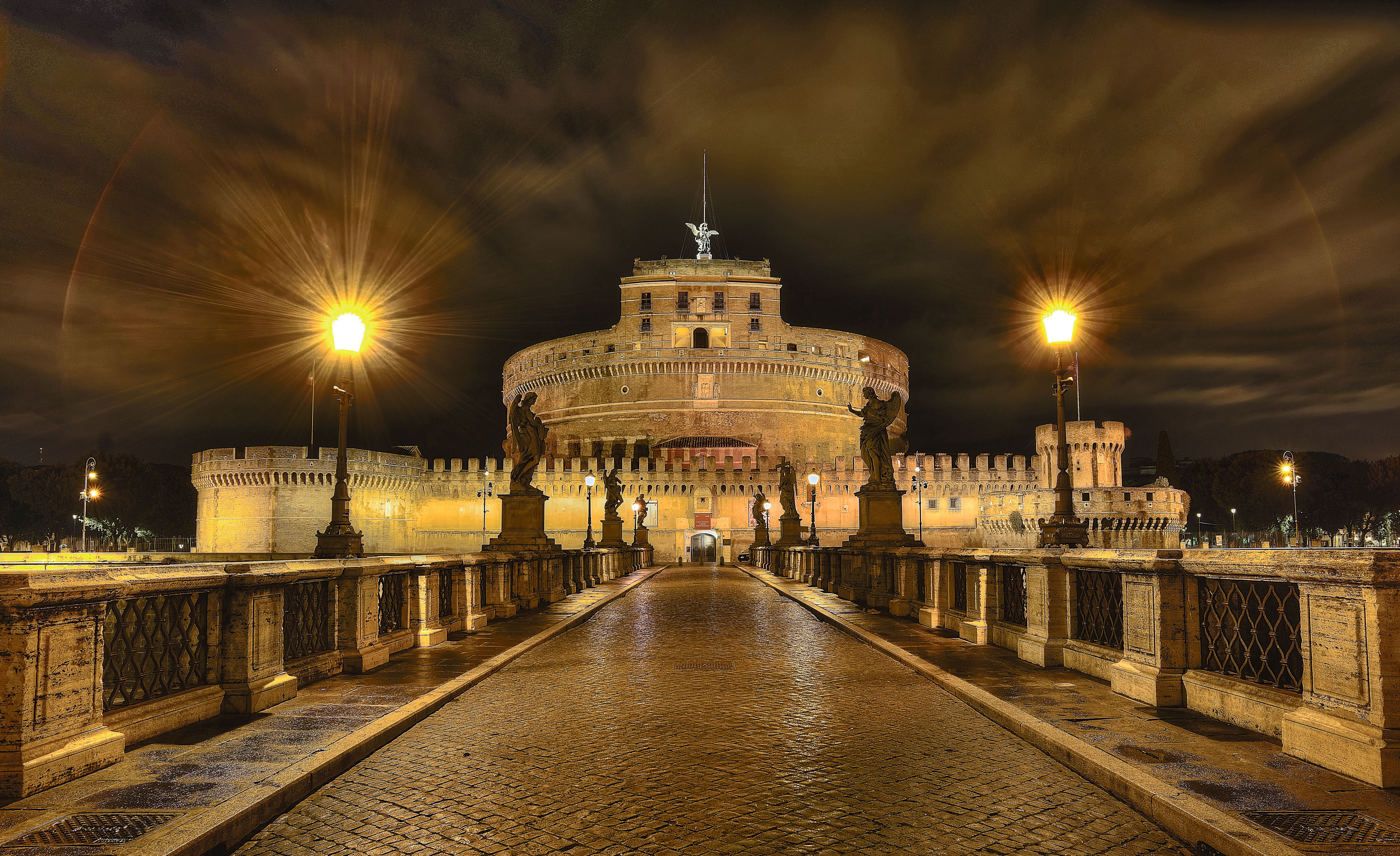 桌面上的壁纸罗马 夜城 照明