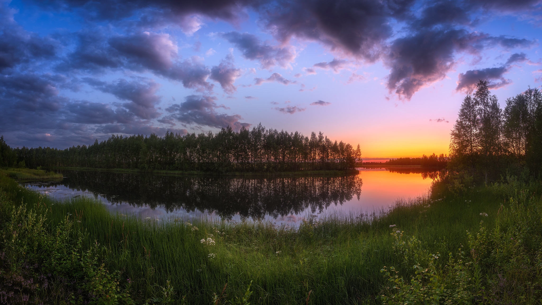 免费照片芬兰的夏日日落
