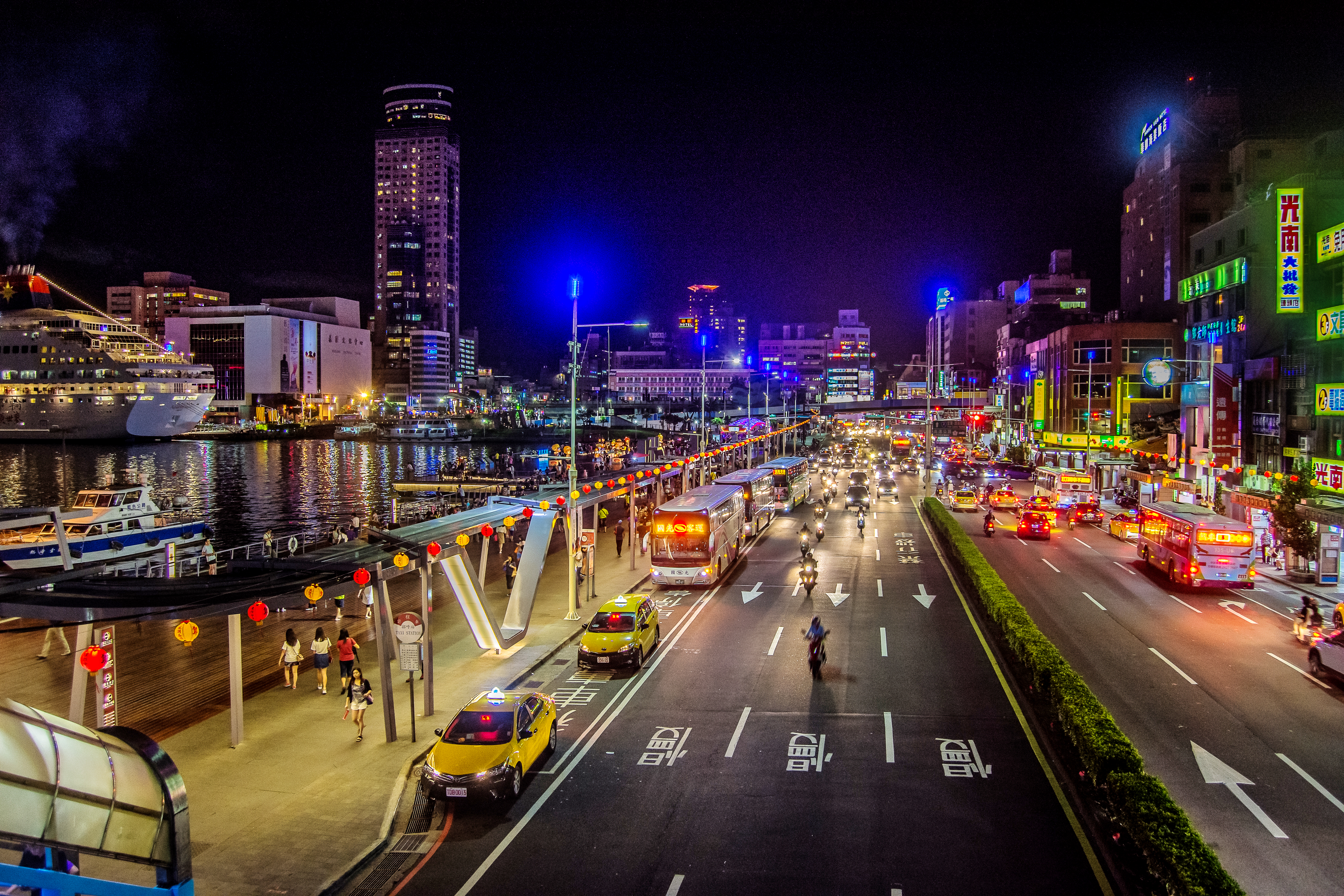 Обои Ночной вид города Килунг Тайвань Килунг на рабочий стол