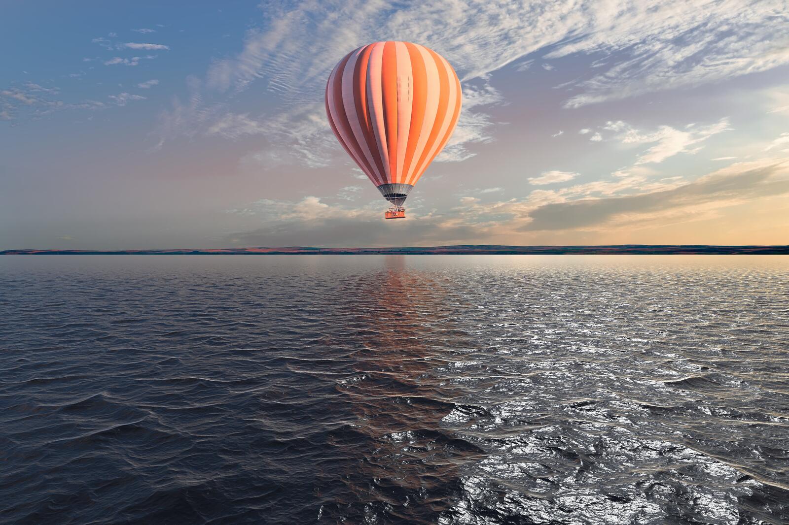Wallpapers hot air balloon water reflection on the desktop