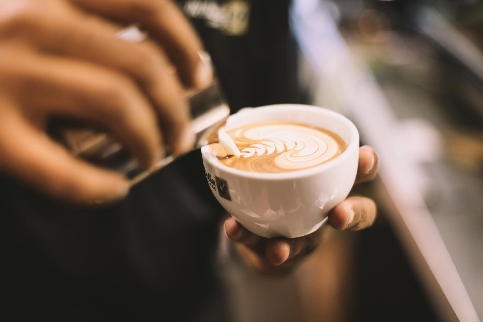 Wallpapers drink latte art latte on the desktop
