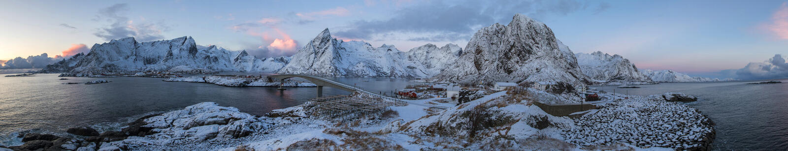 Обои Норвегия Лофотенские острова панорама на рабочий стол