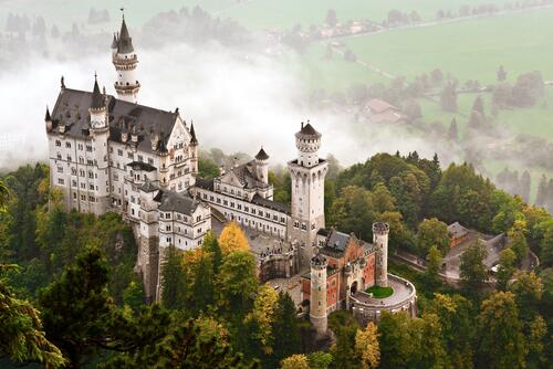 The view from the height of Neuschwanstein Castle
