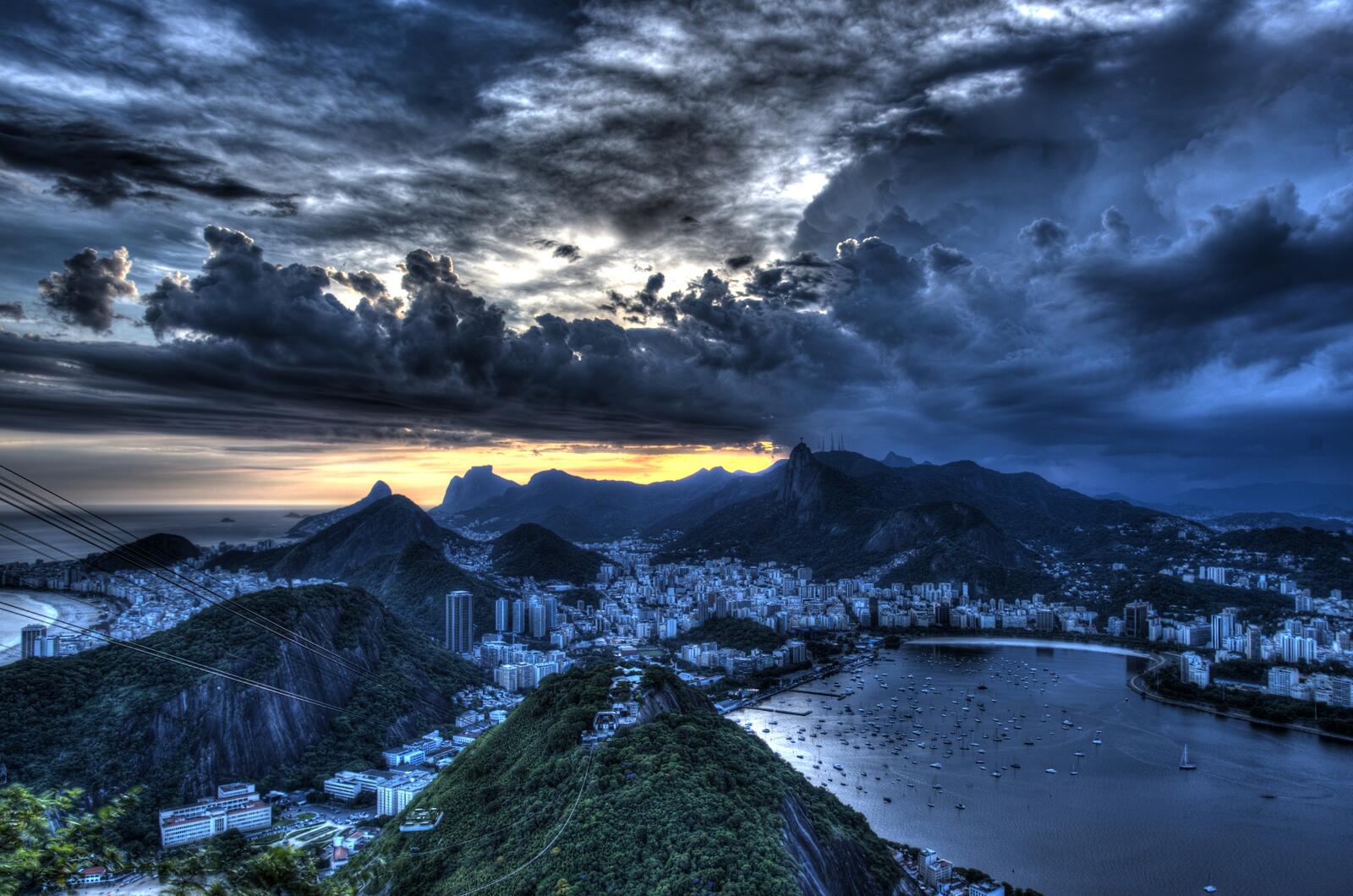 Обои закат облака Рио де Жанейро на рабочий стол