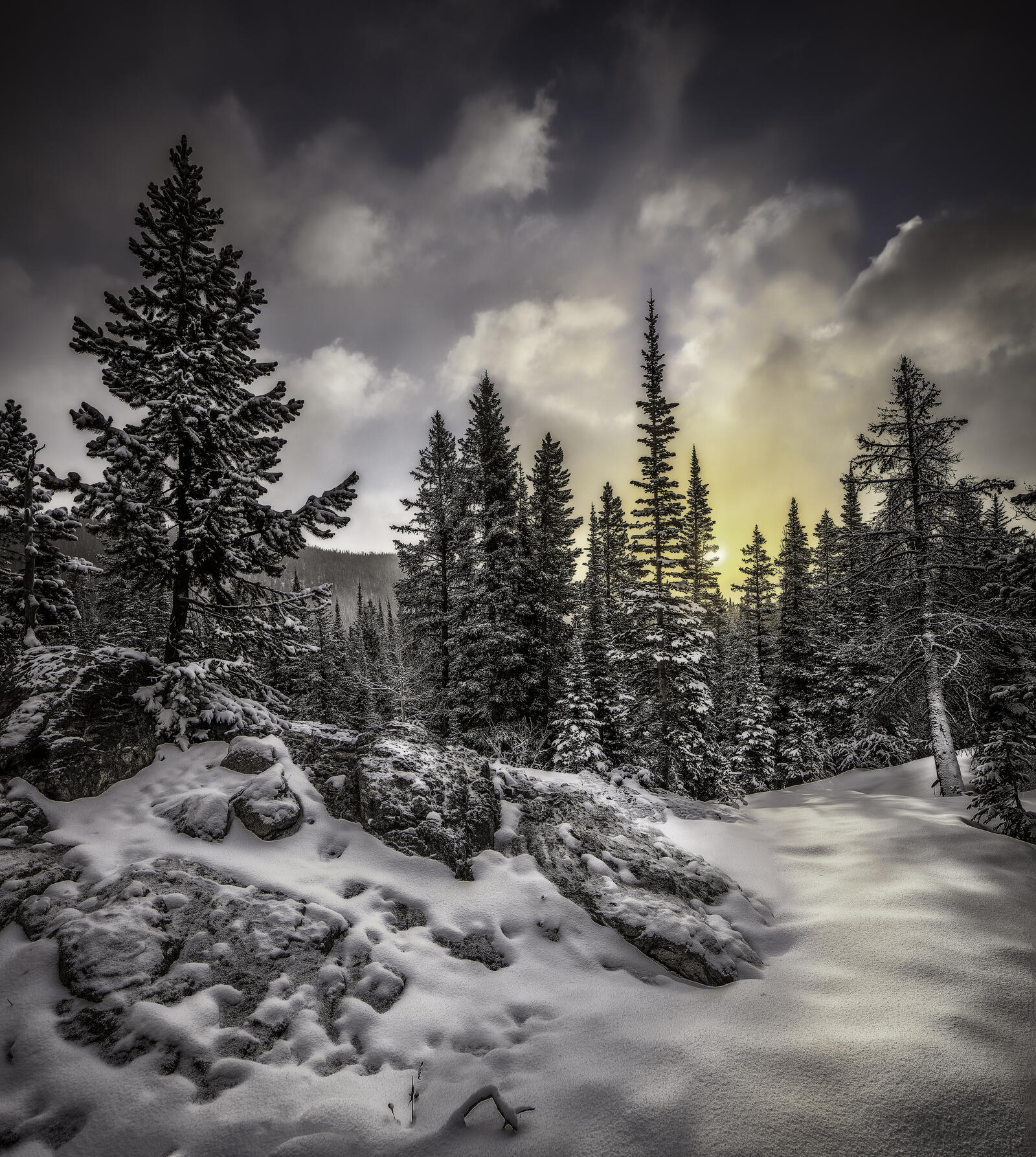 Wallpapers Rocky Mountain National Park winter sunset on the desktop