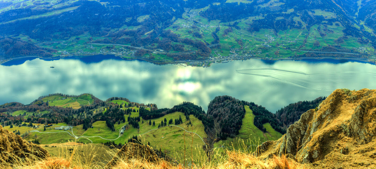 Обои Walensee озеро Швейцарские Альпы на рабочий стол