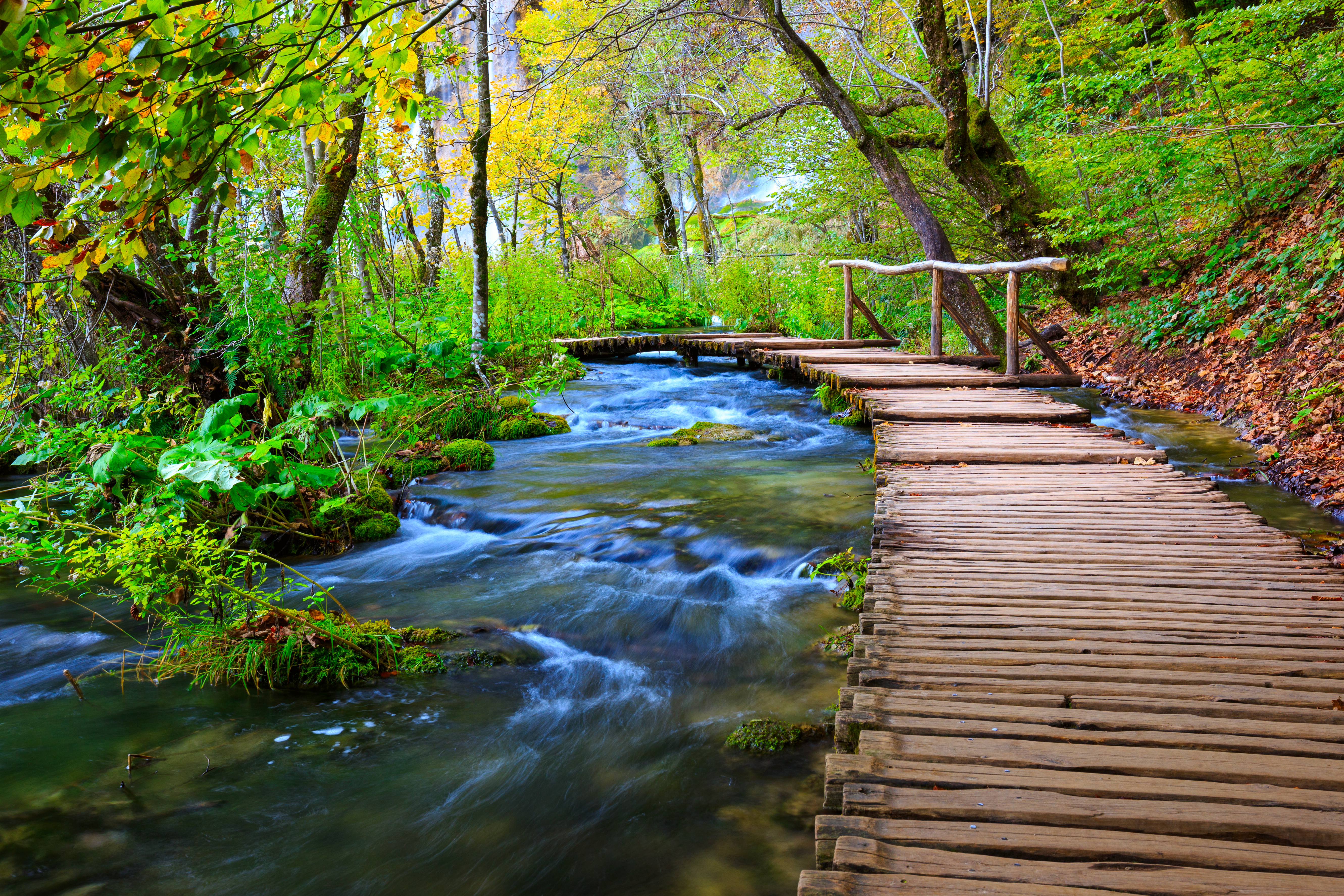 Wallpapers waterfall Plitvice Lakes paths on the desktop