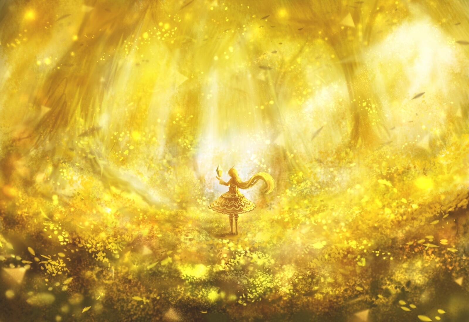 Wallpapers anime girl forest magic on the desktop