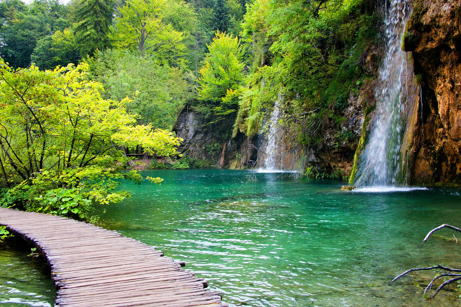 免费照片在克罗地亚的河流旁边的一个瀑布