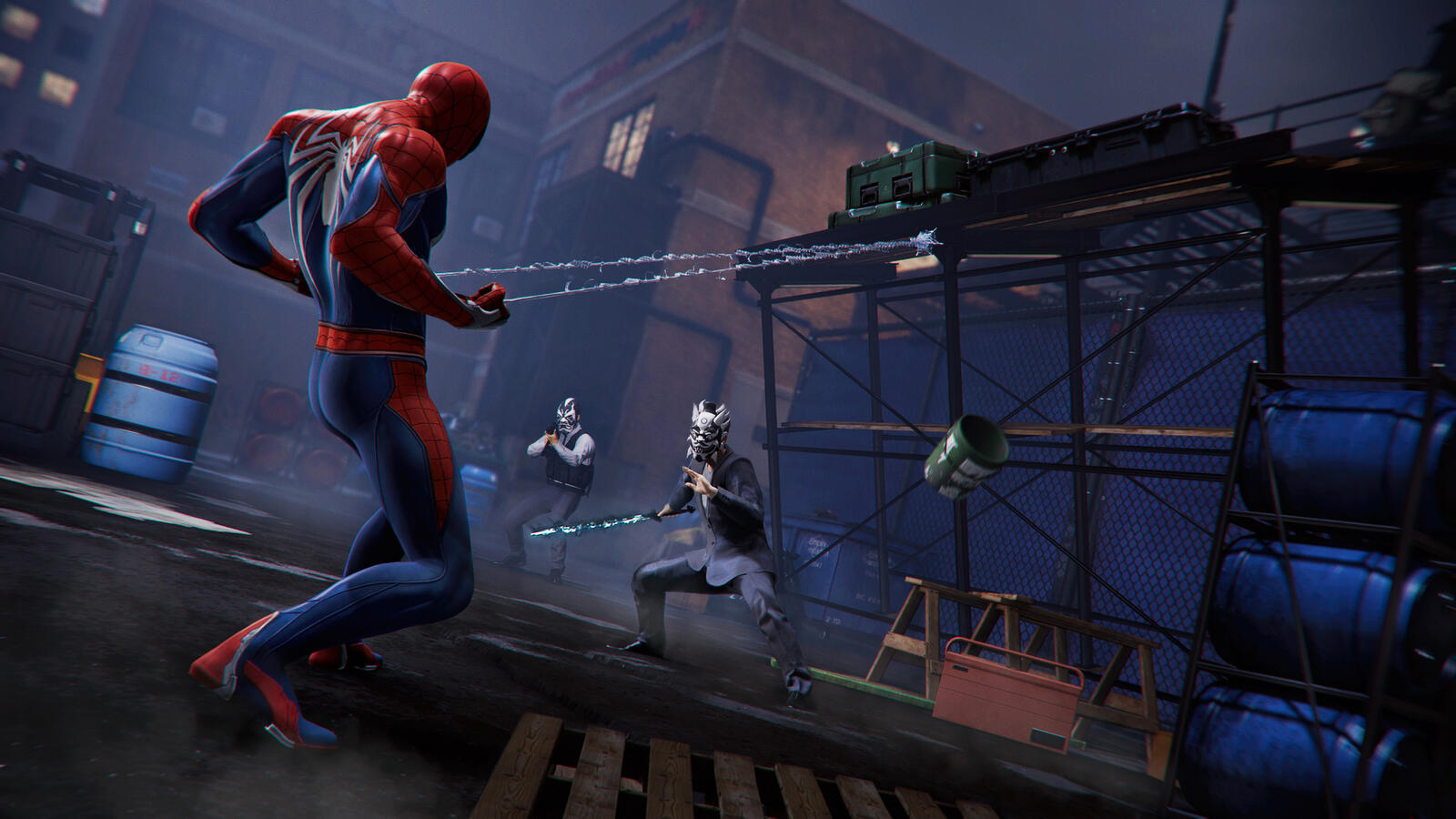 Бесплатное фото Человек-паук и бандиты