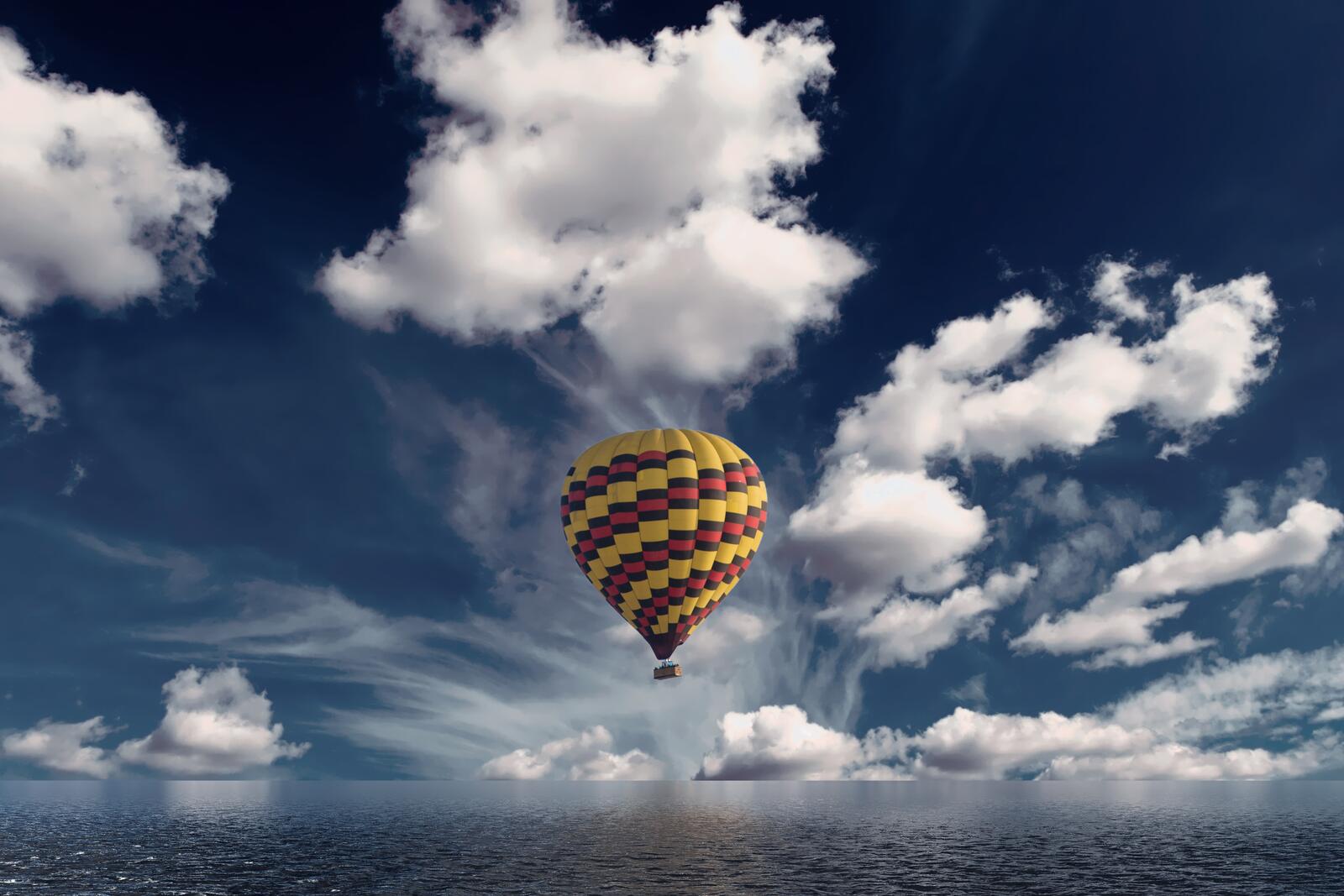 Wallpapers hot air balloon clouds reflection on the desktop