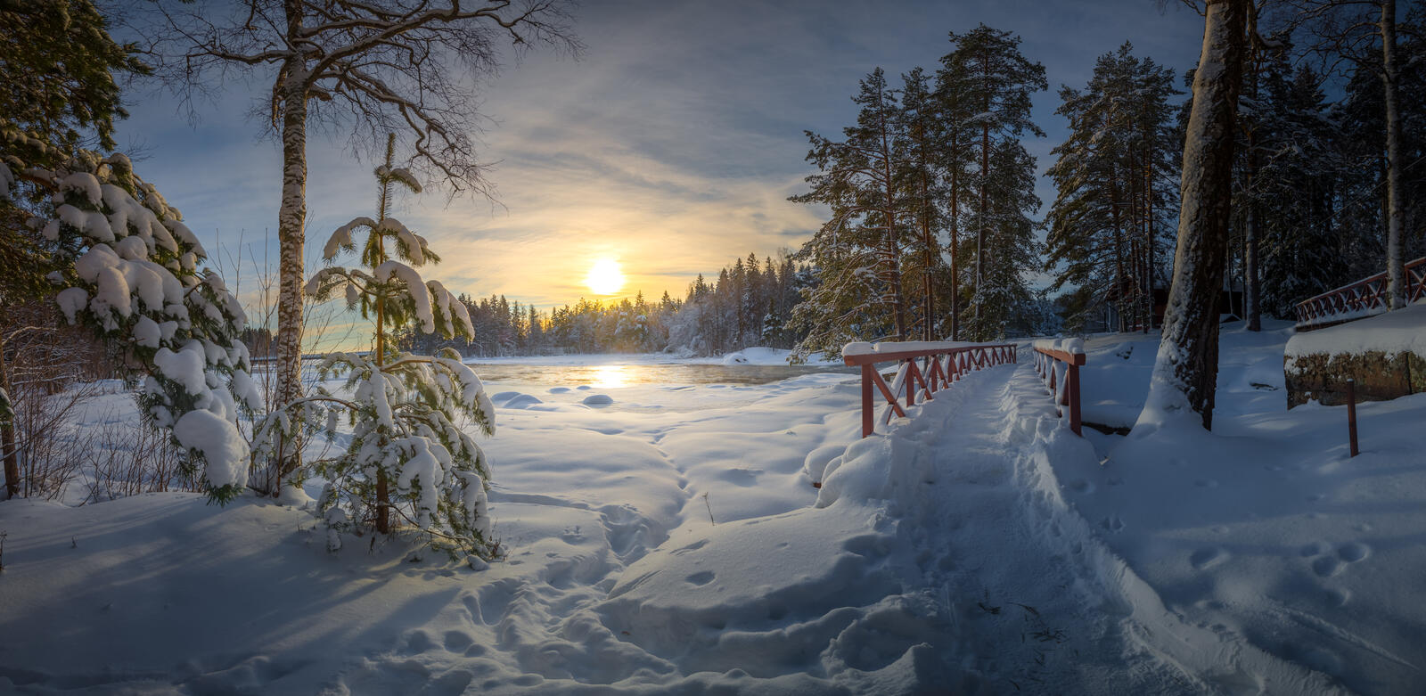 Обои Финляндия Лангинкоски снежный вид на рабочий стол