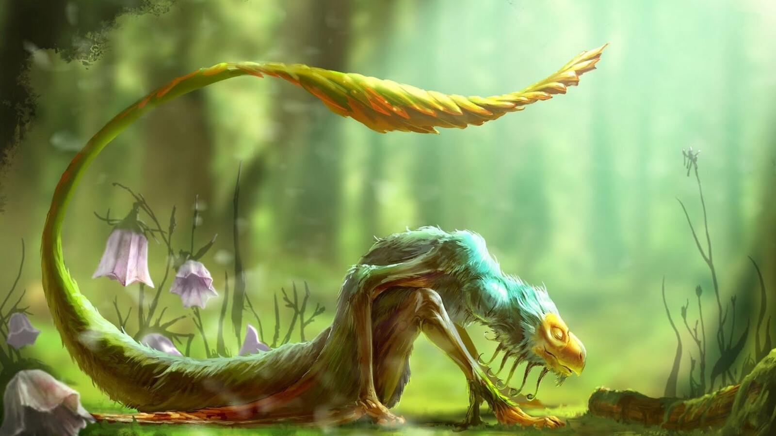 Wallpapers fairytale creature long tail work of art on the desktop