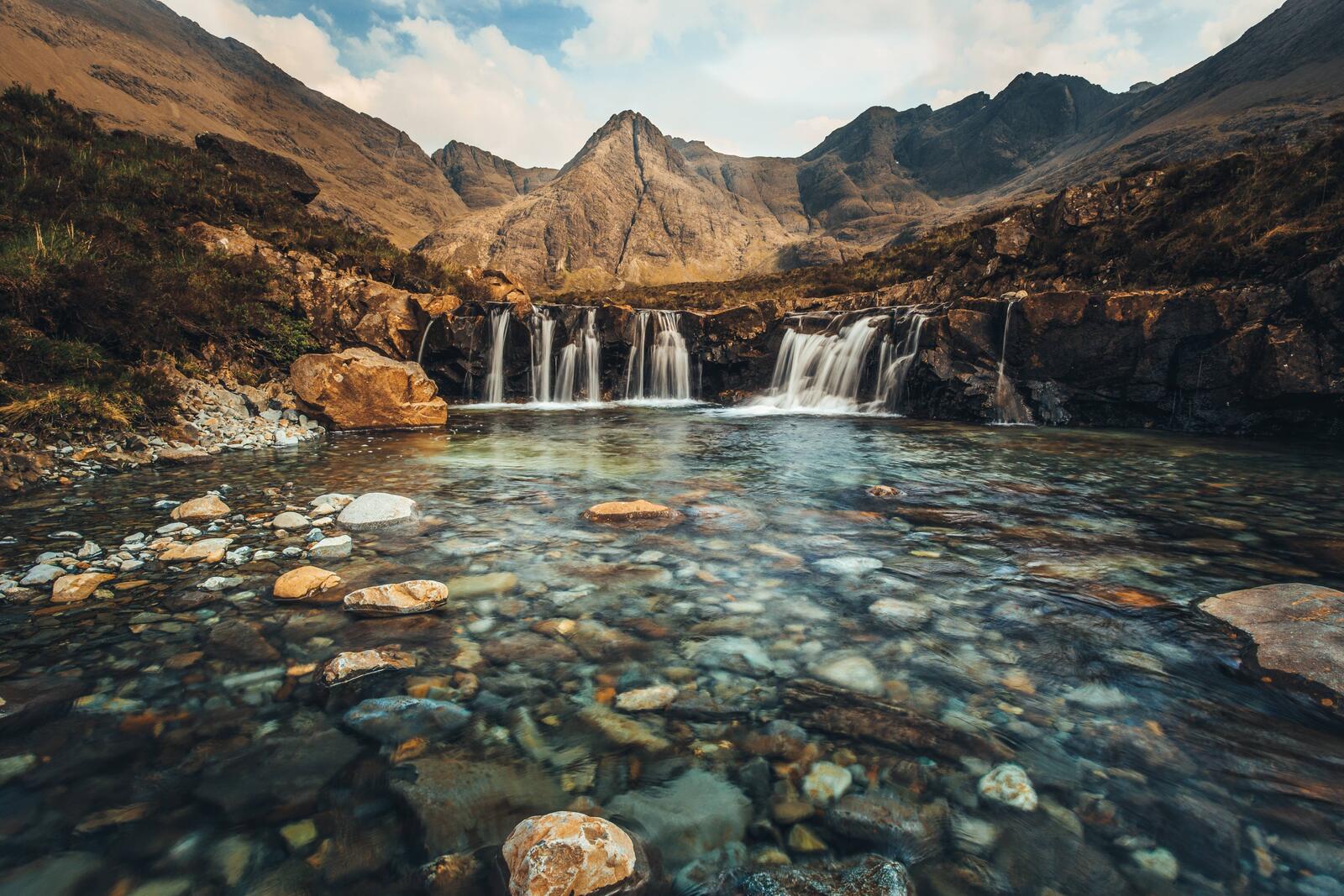 Обои Шотландия сказочные бассейны водопад на рабочий стол