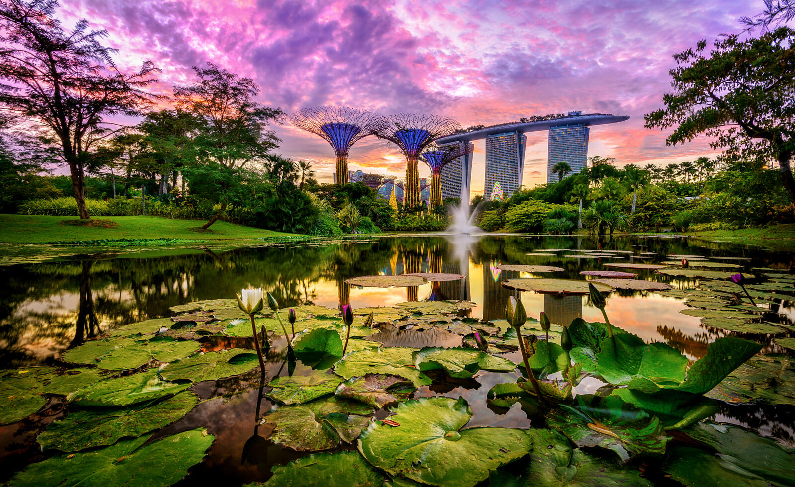 Обои Sunset Marina Bay Sands Singapore на рабочий стол