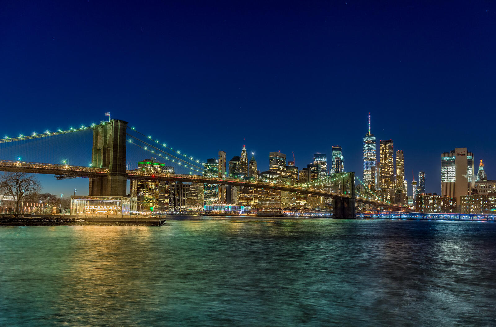 Обои Brooklyn Bridge Бруклинский мост Нью-Йорк город на рабочий стол