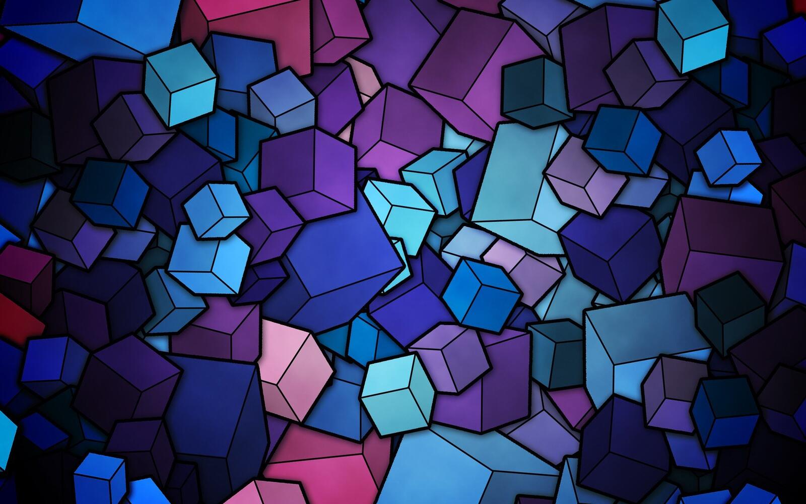 Обои абстрактные кубики многоцветная на рабочий стол