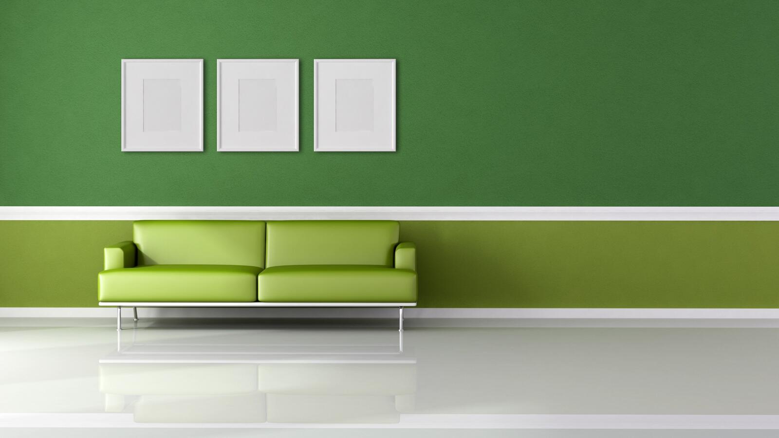Обои зеленая комната дизайн дом на рабочий стол