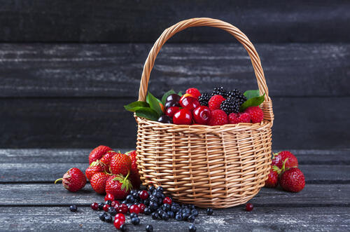 Berry crop in a basket