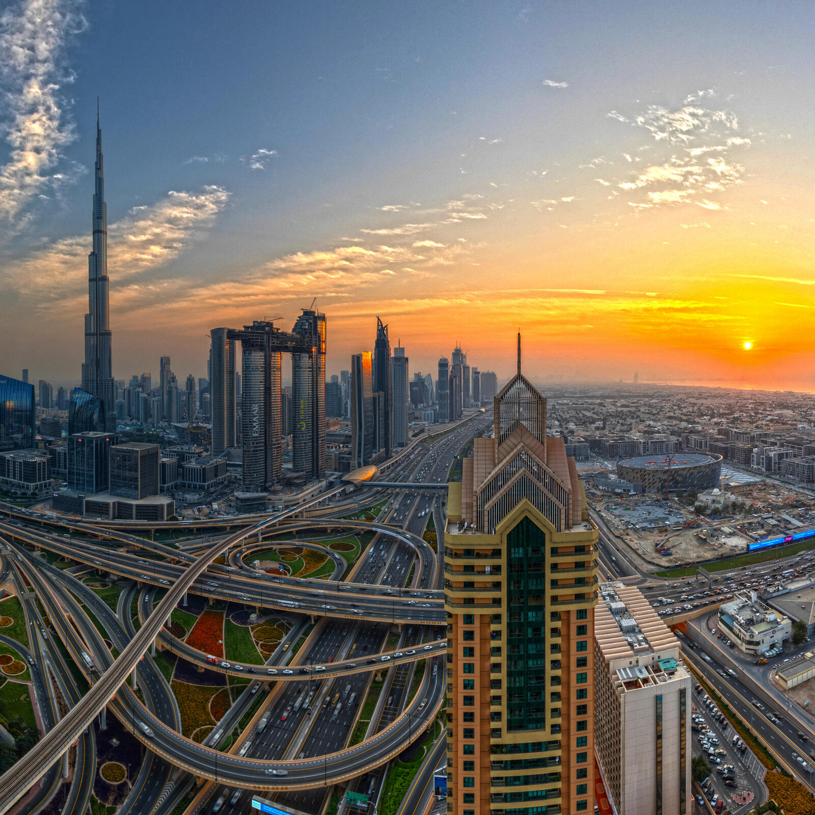 Обои Дубай закат город на рабочий стол