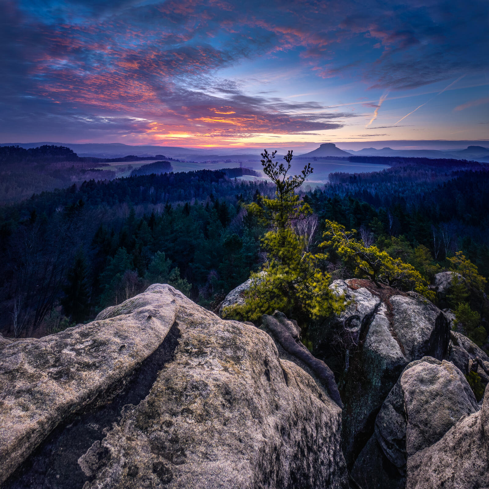 Wallpapers Panorama from the great bear of stone in Saxon Switzerland rock mountain on the desktop