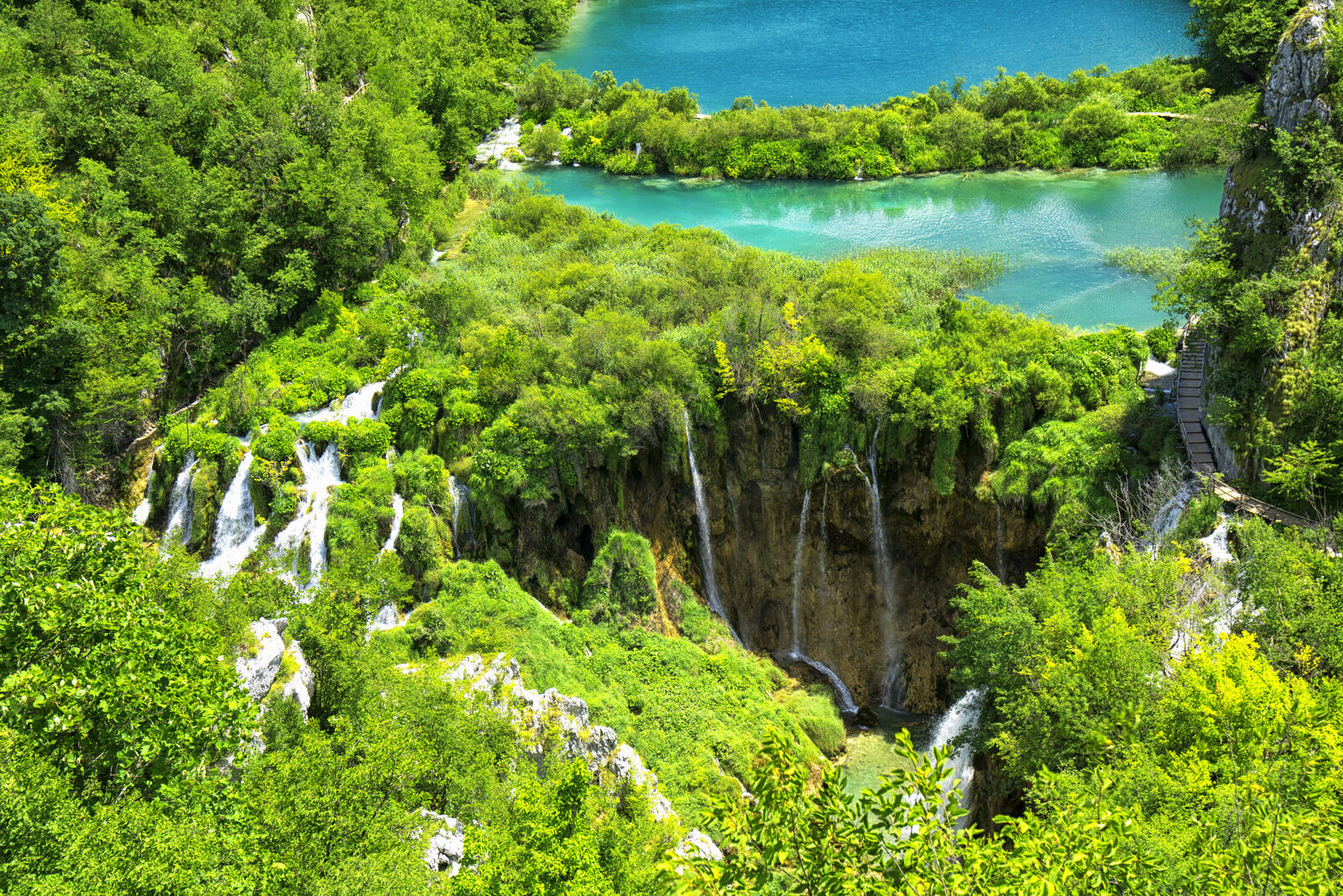 Обои Хорватия зеленая листва национальный парк Плитвицкие озера на рабочий стол