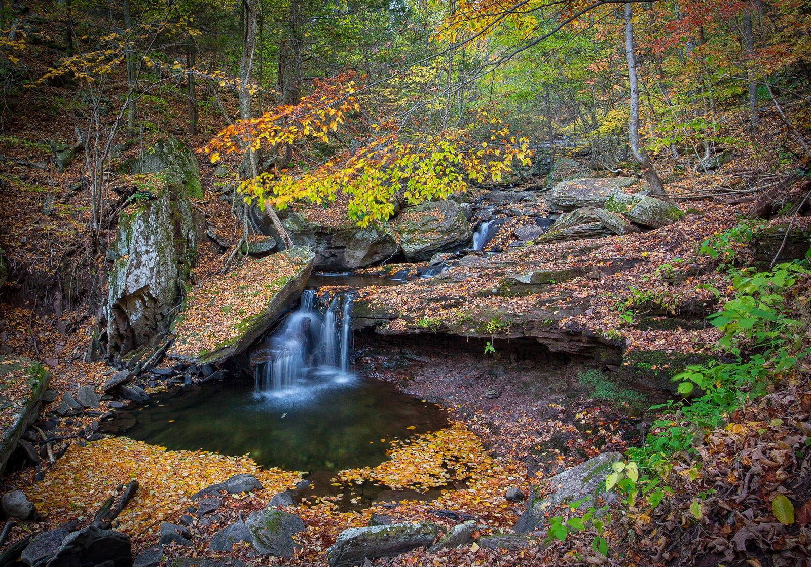 桌面上的壁纸秋色 宾夕法尼亚州 瀑布