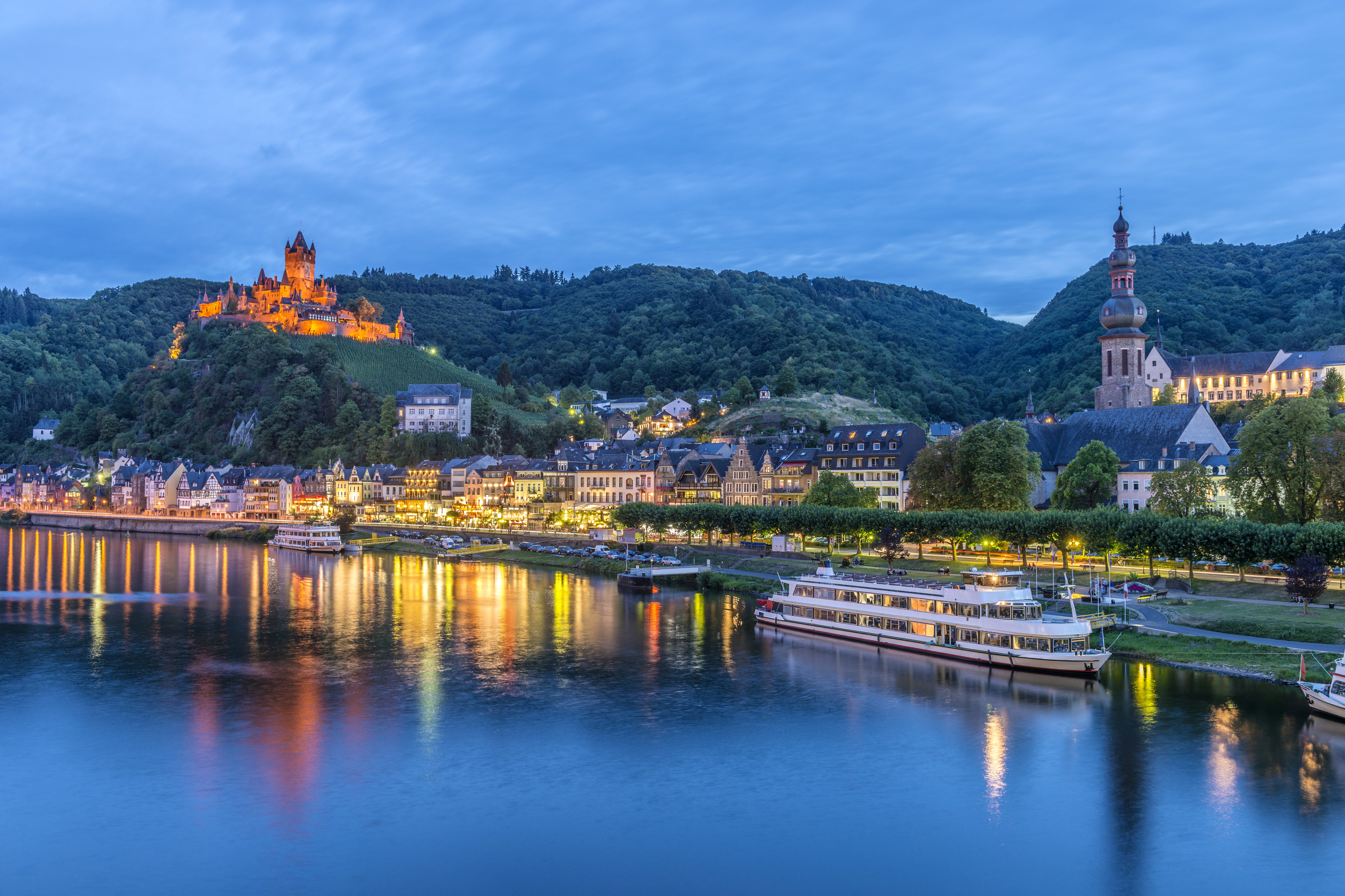Wallpapers Cochem Moselle river Germany at dusk on the desktop