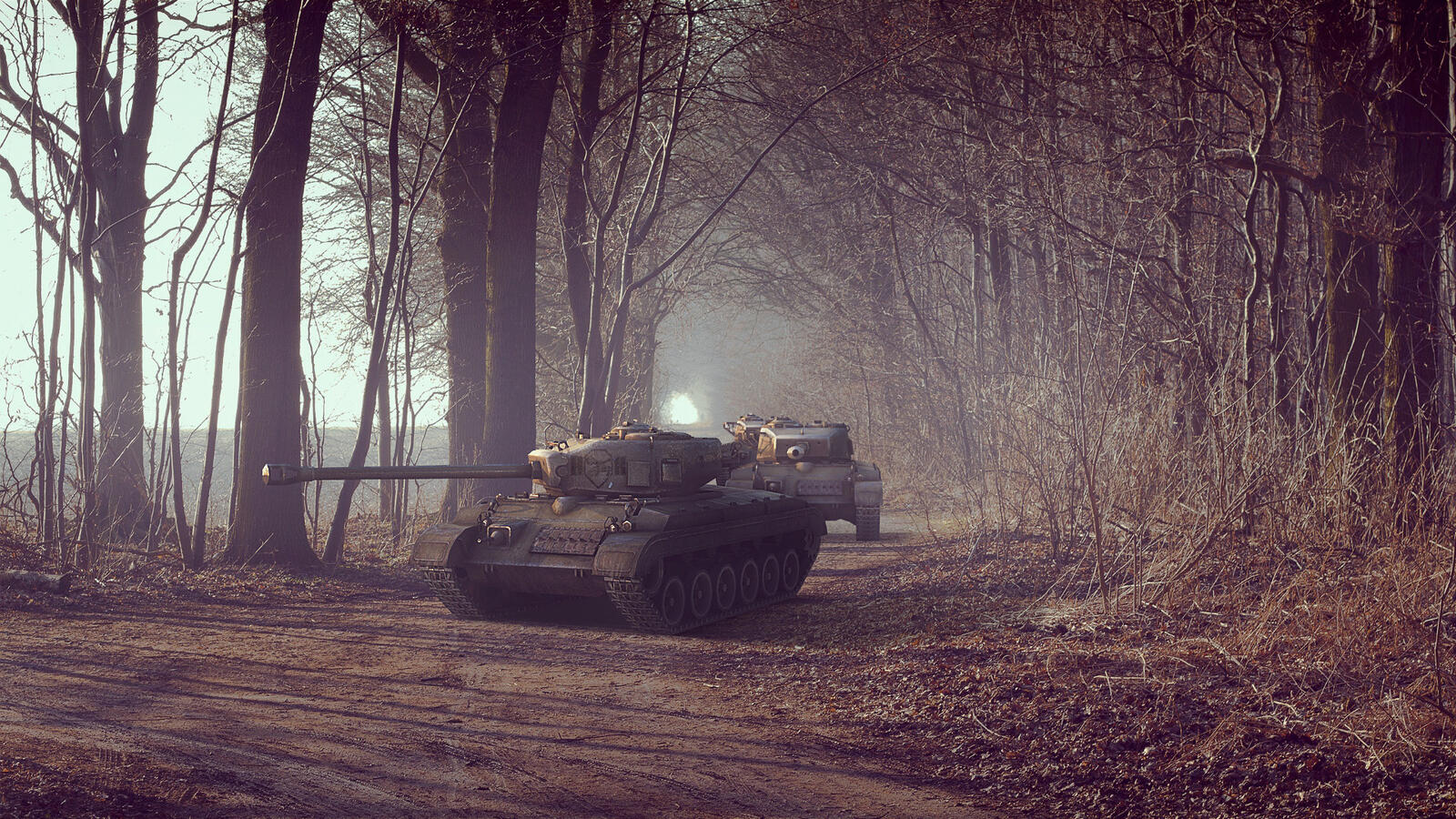 Wallpapers Tank T32 forest road on the desktop