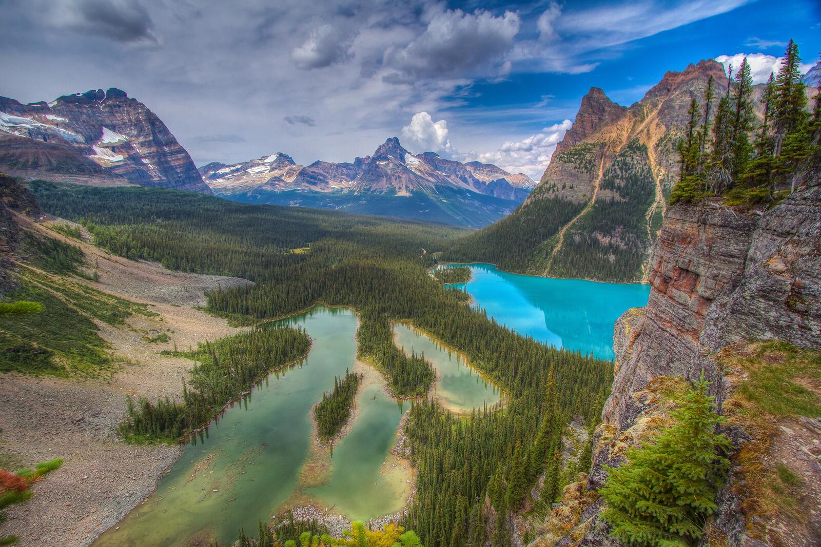 Wallpapers pond mountains Canada on the desktop