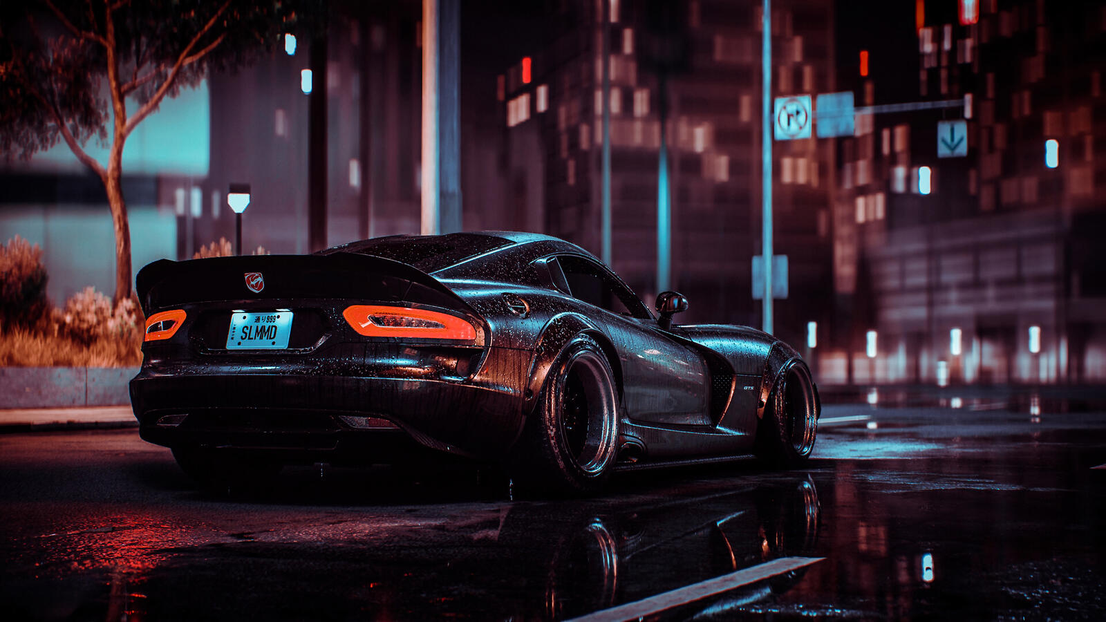 Wallpapers Need For Speed Dodge Viper the game rainy night on the desktop