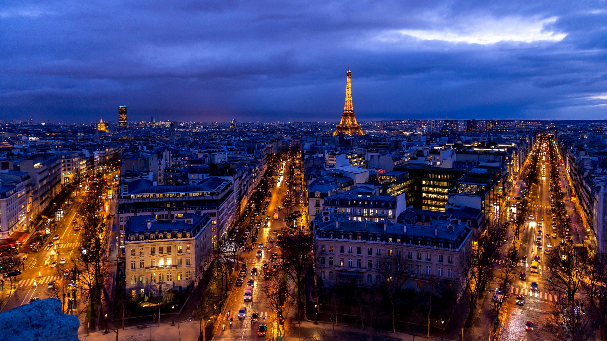 Обои город ночь Париж на рабочий стол