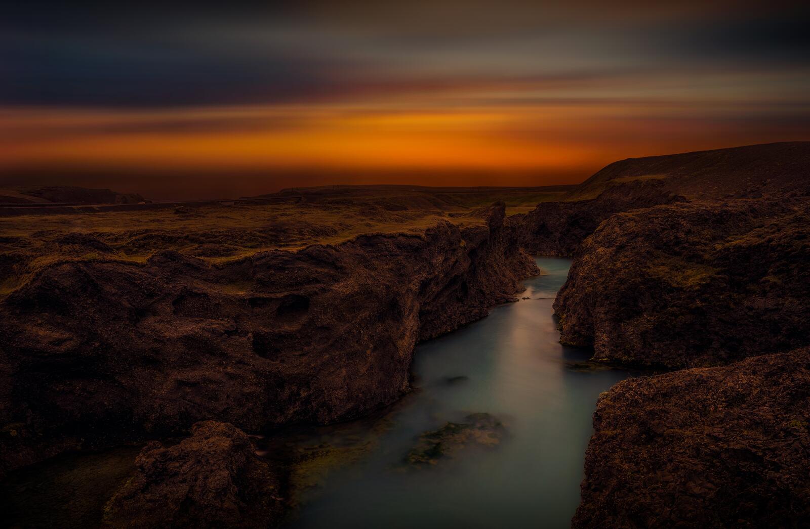 Wallpapers canyon sunset river on the desktop