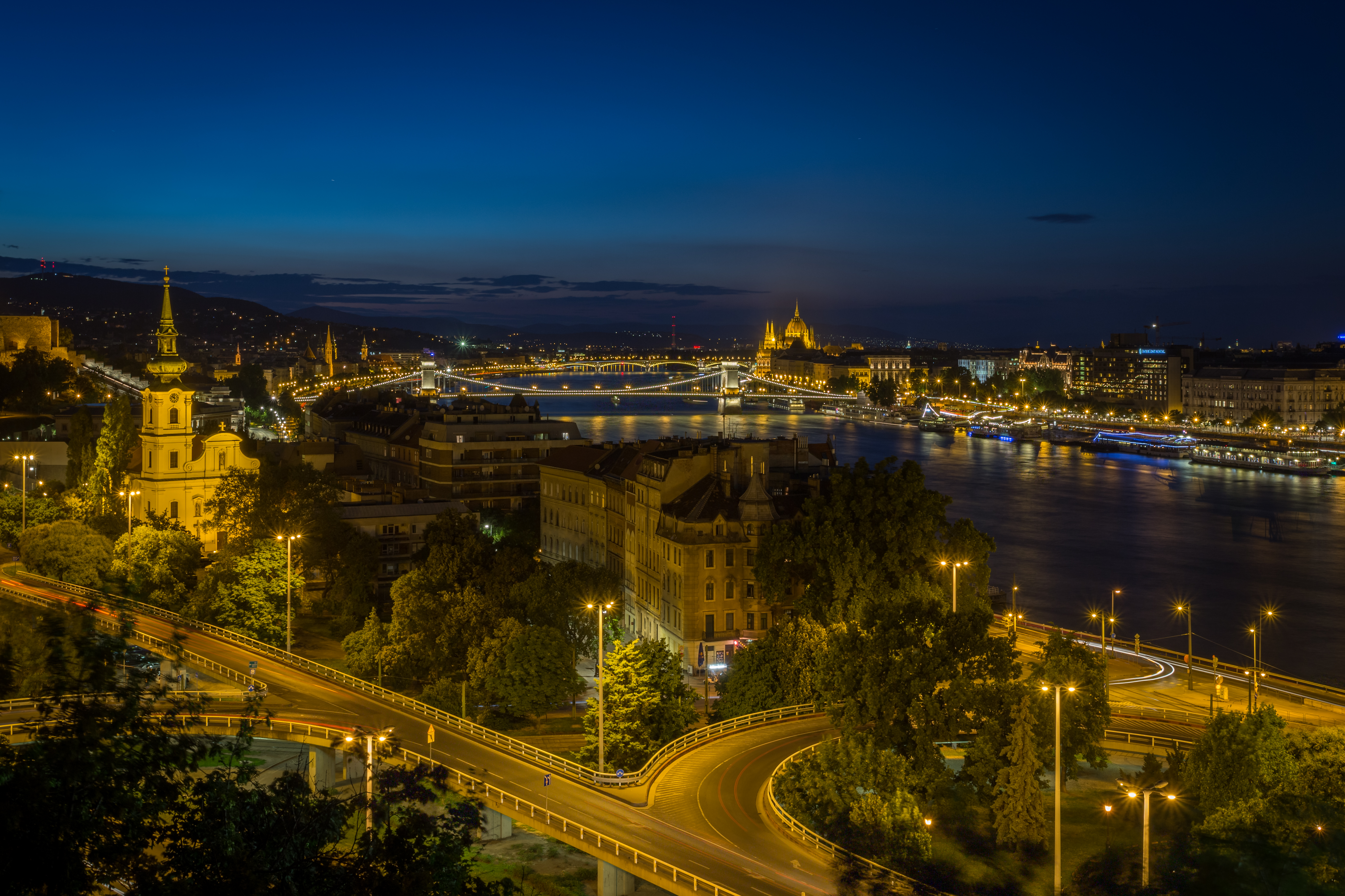 Обои ночь ночной город серия Будапешт на рабочий стол