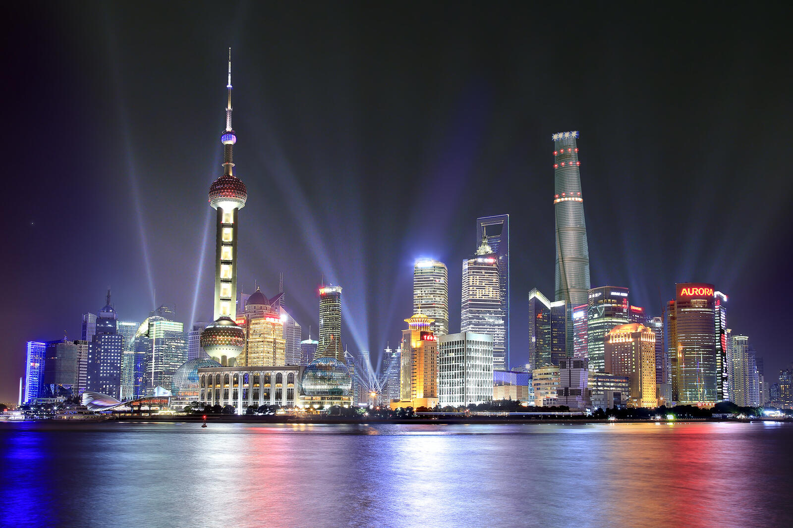Обои Китай освещение Pearl Tower на рабочий стол