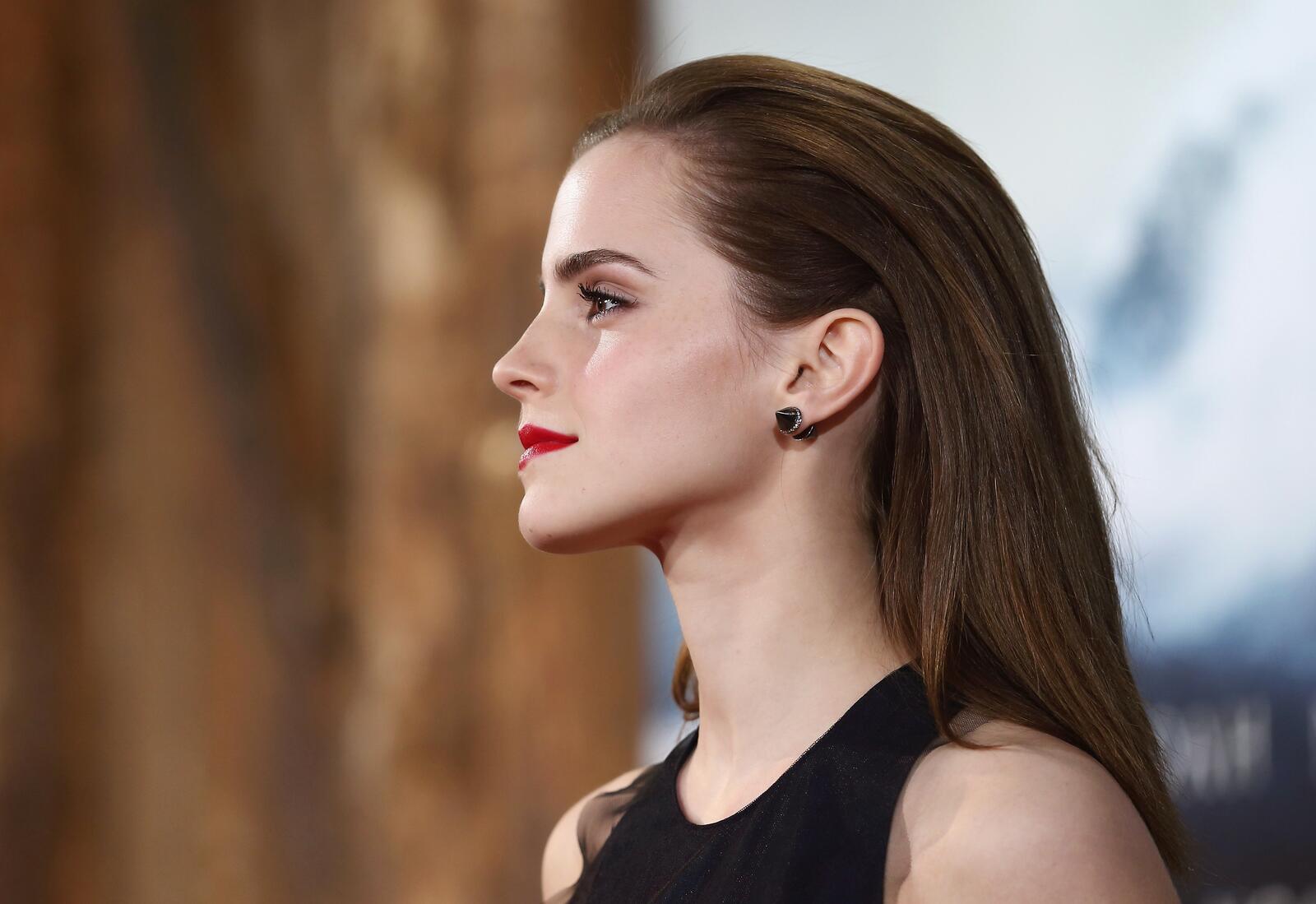 Wallpapers Emma Watson red lipstick long hair on the desktop